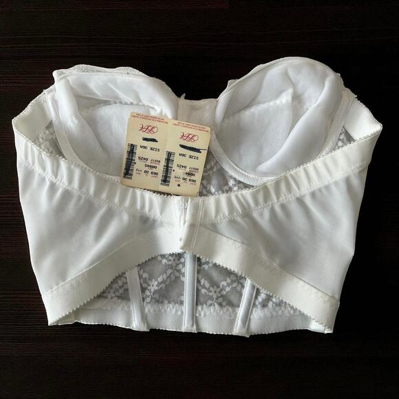 Vintage Saks Fifth Avenue White Strapless Corset Bustier 36A Deadstock NWT Lace - Picture 2 of 9